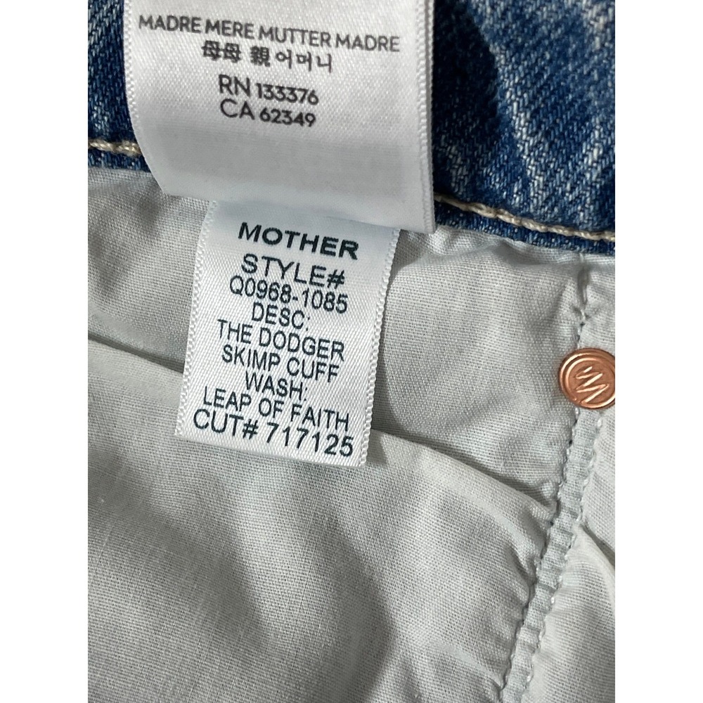 MOTHER Dodger Skimp Cuff Jeans SZ 28 Leap of Faith Straight Light Wash USA - Picture 11 of 12